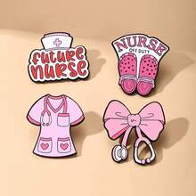 4件套护士珐琅胸针时尚装饰胸针饰品翻领包徽章珠宝礼品 - 彩色 - 查看 3