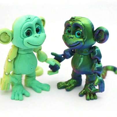 1 pieza Estatua decorativa de mono lindo impreso en 3D y colorido, adecuado para escritorio de oficina o coche, regalo ideal para Navidad, Halloween, Día de San Valentín (color de ojos aleatorio)