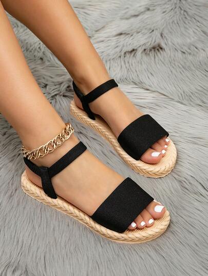 Sandalias planas elegantes, clásicas y de moda para mujer, aptas para la primavera/verano 2026, con suela antideslizante y duradera, de punta abierta y fácil de poner, ideales para la playa, vacaciones y uso casual