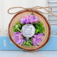 Wedding Ring Box, Elegant Artificial Flowers Tree Stump Portable Engagement Ring Box - Purple - View 2