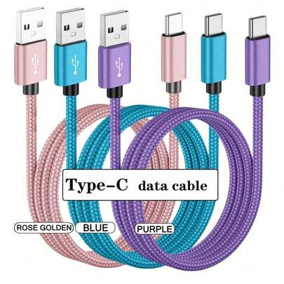 1/2/3-Pack USB Type-C Fast Charging Data Cables, 3.3ft/6.6ft/9.9ft Long USB A To USB-C High Speed Charging Cables Compatible With Android Smartphones Such As Galaxy S24 S23 S22 S21 S20 Ultra S20+ Note 20 10 S10 S9 Plus A12 A11 A52, OnePlus, Pixel 6 5 4 4a 3a XL, Vivo, Oppo, Redmi And More