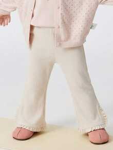 mini bala Girls' Elastic Leggings, Soft, Sweet And Comfortable, Flared Leg Style, Spring 2026 Collection - Light Khaki - View 3