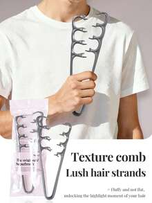 1 Textured Comb, A Volumizing Wide-Tooth Textured Hair Styling Comb, A Volumizing Wide-Tooth Curling Comb, A Volumizing Curling Comb, To Create Voluminous Curls And Part Your Bangs, A Unisex Styling Tool To Prevent Frizz.
