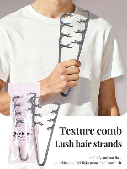 1 Textured Comb, A Volumizing Wide-Tooth Textured Hair Styling Comb, A Volumizing Wide-Tooth Curling Comb, A Volumizing Curling Comb, To Create Voluminous Curls And Part Your Bangs, A Unisex Styling Tool To Prevent Frizz.