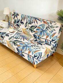 1pc Geometric Line Print Milk Silk Armless Folding Sofa Bed Cover, Elastic Full Wrap Dust-Proof, Suitable For Bedroom, Living Room, All Seasons - Multicolor - View 6