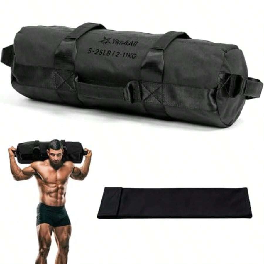 nnYes4All Sacos de Arena para Entrenamiento Sacos Ajustables sin Relleno para Entrenamiento con Asas Varios Colores ycc - NegroS525libras - Ver 1