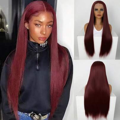 PQL Long Straight Human Blended Hair Wigs 180% Density 13x6 13x4 Lace Front Wigs Human Blended Hair For Women 13x6 13x4 Lace Frontal Closure Striaght Wigs Pre Plucked Tiny Knots Natural Hairline With Baby Hair 8-34 Inches Glueless Wigs Human Blended Hair