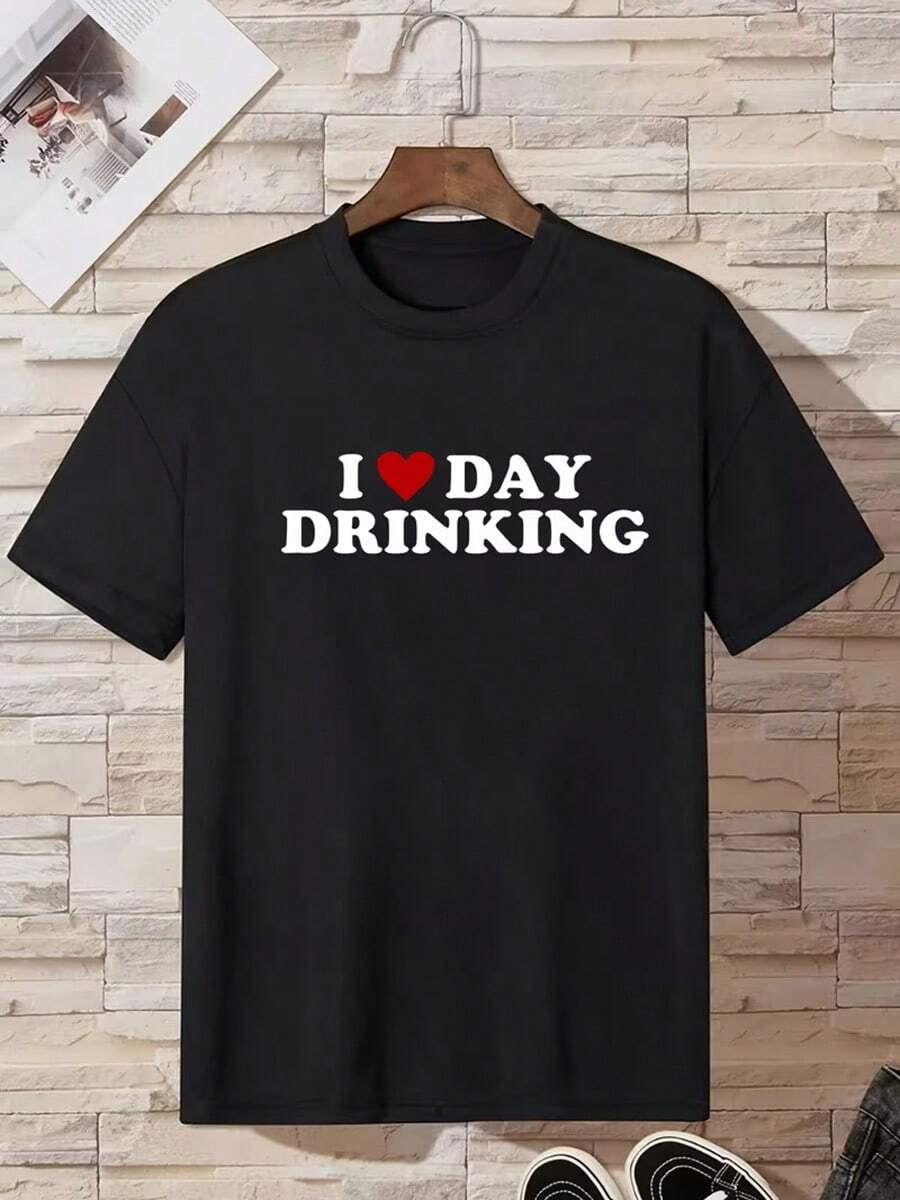 playera de hombre Camiseta Casual de Manga Corta para Hombre con Diseño de Letras Únicas - Poliéster Transpirable, Lavable a Máquina - Perfecta para el Verano cosas de hombre streetwear ropa hombre - Negro - Ver 1