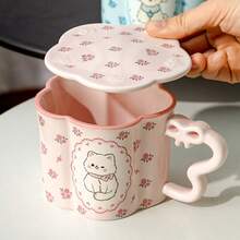 Shell-Patterned Handle Coffee Cup And Saucer Nordic Style Cup Set Minimalist Mug Household Ceramic Cup Retro Water Cup - Multicolor - View 2