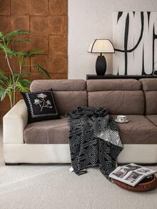 1pc Leaf Design Sofa Slipcover, High-End Non-Slip Living Room Couch Cover, Machine/Hand Washable, Pet-Friendly, Suitable For All Seasons, Home, Kitchen, Bedroom, Office Use - Brown - View 4