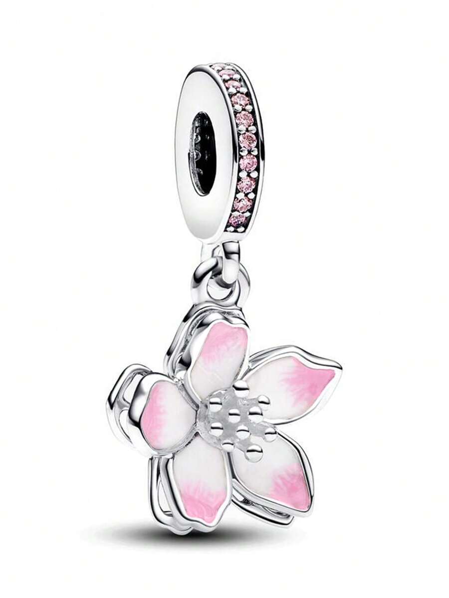 1pc Fashionable Rotating Cherry Blossom Bead Pendant, Versatile DIY Bracelet/Necklace Gift