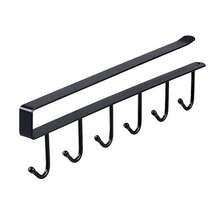6-Piece Under Cabinet No Drilling Cup Holder: Multifunctional Iron Hooks For Kitchen And Cabinet Organization. - Black - View 3