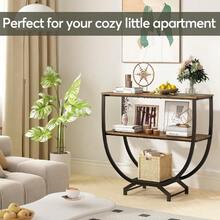 3 Tier Console Tables, 30" Height Entryway Table, Sofa Table Behind Couch, Industrial Entryway Furniture Entry Way TV Stand With Storage For Living Room, Hallway, Entrance, Rustic Brown - Brown - View 5
