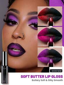 Pudaier 2pcs/Set Waterproof Matte Glossy Lip Gel, Long-Lasting Non-Drying Formula, High Pigment Lip Gloss, Suitable For All Skin Types, Ideal For Halloween Party, Horror Cosplay Date And Bold Makeup Waterproof Lip Gel - 36+33 - View 3