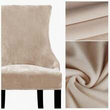 Stretch Wingback Chair Cover - Reusable Side Chair Slipcover, Accent Chair Protector Dining Room, Banquet, Home Decor (Silver, 2PC) - 02 Màu nâu xám nhung - Xem 2