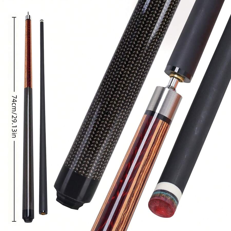 Professional Carbon Fiber Pool Cue - Low Deflection, 11.8mm/12.5mm Tip, Includes Case - Perfect For Halloween, Christmas, Valentine's, Thanksgiving & Independence Day - Black - View 1