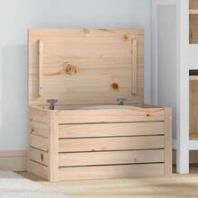 vidaXL Caja de almacenamiento madera maciza de pin 59,5x36,5x33 cm - Marrón - Ver 1