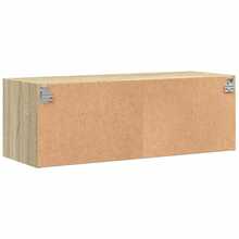 vidaXL Armoire murale avec portes et verre chêne sonoma 102x37x35 cm - Tabac - Voir 8