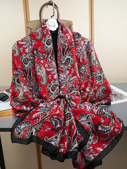 1pc Fashionable Outdoor Shawl Scarf, New Printed Scarf, Luxury Neckerchief 85*180CM, Women Silk Scarf