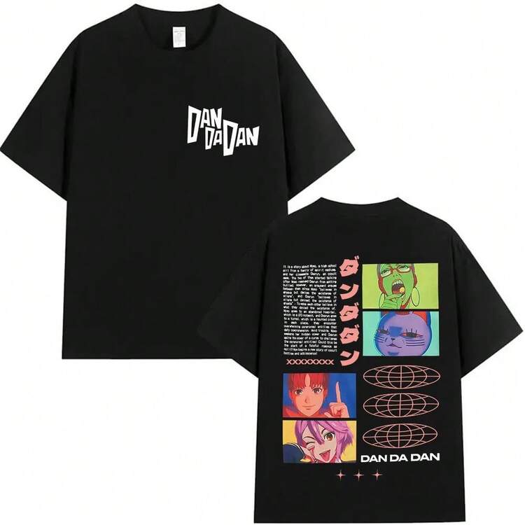 Camiseta de anime Dandadan, manga japonesa, para hombres y mujeres, ropa de moda estética, camiseta casual de alta calidad de algodón, streetwear - Negro - Añade 1