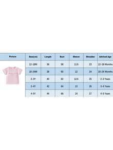 Camiseta de verano para niñas pequeñas con adorable lazo bordado con letras, manga corta y cuello redondo - Rosa - Ver 9