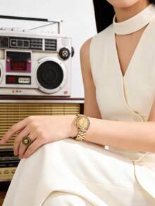 LIANDU LIANDU 母亲节女士腕表，时尚创意，百搭实用，小巧精致，个性化石英表，适合日常佩戴，生日礼物，返校季礼物，感恩节礼物，浪漫场合礼物，完美之选 - 金色 - 查看 5