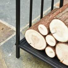 Indoor Firewood Rack, 44.5 X 33 X 46.5 Cm, Log Holder With Handles For Firewood, Black Metal.