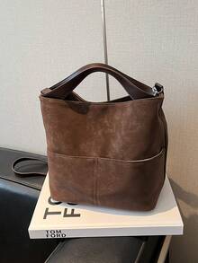 大容量女士单肩包、斜挎包、手提包，秋季款 - 咖啡 - 查看 8