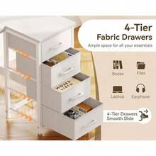L Shaped Desk With 4 Drawers, 47" White Computer Desk With Storage, Reversible Kids Study Table With Hook, Corner Work Table For Home Office - trắng - Xem 4