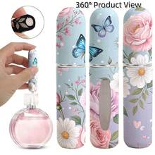 1pc Perfume Sample Bottles With Flowers And Butterfly Pattern On The Bottom, Reusable Delicate Water Mist Spray Bottle, Travel Perfume Spray Bottle, Multiple Patterns To Choose From, Birthday Gifts For Family And Friends, Holiday Gifts, Suitable For Travel Portable 5ml - X-AYPK-08 - 查看 1
