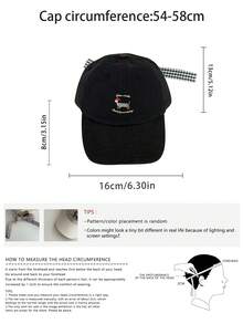 1pc Soft Top Dachshund & Gingham Bow Embroidered Baseball Cap, Cartoon Puppy Bow Plaid Strap, Fashionable, Suitable For Spring/Summer, Versatile, High Quality, Ins , Sun Protection, - Multicolor - View 4