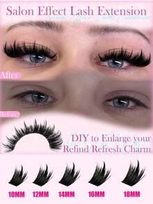 100pcs/Pack 200pcs Fluffy Individual Lashes, D Curl Thick Cartoon Eyelashes, 10-18mm Delicate False Eyelashes, DIY Eyelash Extension Kit Suitable For Beginners, Gift For Women And Girls - D - Xem 3