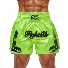 Black Floral Design Boxing Training Shorts, Suitable For Boxing, Fitness, MMA Training And Competitions - Green - View 2