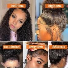 360 Lace Front Wigs Human Hair 250% Density 360 Fit Wig Pre Bleached Pre Plucked 13x4 13x6 HD Deep Wave Human Hair Wig 5x5 6x4 Lace Wear And Go Curly Glueless Wig Human Hair For Women Natural Hairline Black Color - Natural Black - View 6