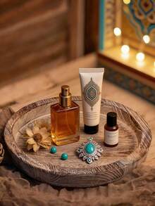 1 szt. Okrągła dekoracyjna taca, idealna do dekoracji stołu w stylu rustykalnym, stolika kawowego, wystroju kuchni, podnóżka do przechowywania i eksponowania, salonu, sypialni, przedpokoju, na stół, świetny prezent dla przyjaciółek, sióstr, córek, matek