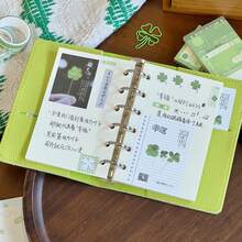 ラッキーブラッドA7レザーモデル 手帳 学生用 刺繍 可分離 インスタ風のクリアで爽やかなポケットノート - 40枚の空白ページ - チェックする 8