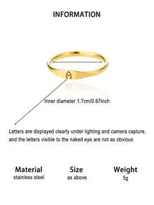 1pc European And American Style Simple Fashion Gold Stainless Steel Alphabet Ring For Men And Women, Daily Wear - Yellow Gold - View 5