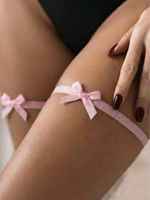 2件套粉色性感蝴蝶结腿环，女士弹力大腿环，适合派对、万圣节、圣诞节和其他场合 - 粉色 - 查看 17