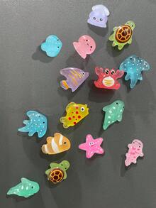 7个逼真水袋鱼冰箱贴，卡通海洋热带小鱼装饰磁贴，个性化冰箱贴，适用于厨房、办公室、白板、储物柜和洗碗机，厨房和家居装饰，派对礼物 - 海洋動物 - 查看 7