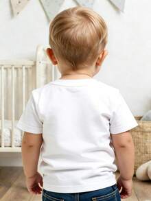 Colorful Disney Snack Patterns, Suitable For Both Baby Boys And Girls, This Casual And Simple Short-Sleeved Crew Neck T-Shirt Is Perfect For Summer Wear. - trắng - Xem 2