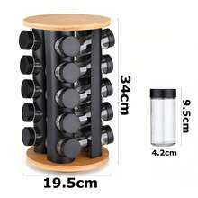 Rotating Multi-Layer Spice Jars Set, Multifunctional Seasoning Rack, Rotating Spice Boxes, Rotating Storage Rack Condiment Bottles, Spice Jars Combo Set, Rotating Spice Bottle Rack, 12/16/20PCS Kitchen Spice Jars 3-Tier/4-Tier/5-Tier Combo Set - Wooden Base - View 10