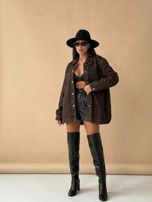 SQUALO Women's Blue Washed, Ripped, And Distressed Effect Jeans Street Style - Brown - View 7