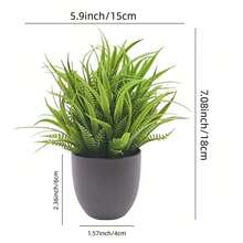 Set de 4 plantas artificiales en maceta, plantas artificiales miniatura verdes falsas en maceta, macetas de flores artificiales de plástico, plantas artificiales en miniatura, macetas negras, adecuadas para el hogar, oficina, mesa de comedor, casa de campo, baño, patio, regalos, jardín, exterior, jardinería, flores artificiales (1 maceta al azar) - Verde - Ver 3