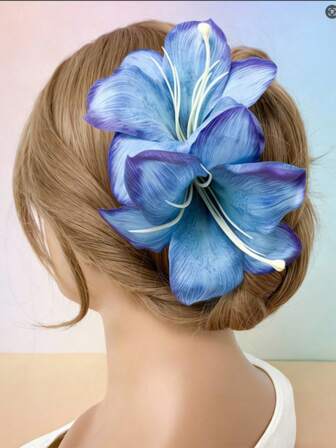 1pc Elegant Lily Flower Hair Clip Headpiece, Versatile Side Floral Accessory For Women, Suitable For Daily Wear, Claw Clips, Hair Slide, Hair Barrettes