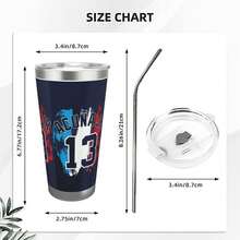 304 Stainless Steel Double Silver Edge Vacuum Insulated Drum 340g - Reusable Travel Cup With Stainless Steel Straw - This Is A Stainless Steel Water Cup About The Ronald Acuña Jr Theme - Leak Proof, Sweat Proof, Can Maintain Hot And Cold Temperatures For Hours, Frees Of Bisphenol A, Suitable For Car Cup Holders, Very Suitable For Match Days, Sports Events, Commuting, Office Rest And Outdoor Activities, Durable Double Wall Structure Fashionable Fan Gift - Silver - View 3