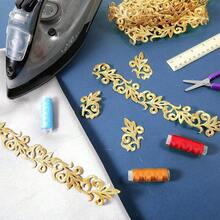 4.37 Yards Gold Lace Trim For Sewing Appliques Embellishments Embroidery Fabric Polyester Ribbons Metallic Border Iron On Floral Lace Patches Wide Adhesive Goldenrod For Costumes Gowns Hat Decoration - Vàng - Xem 7