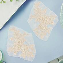 [Free Shipping]2 Pairs 4Pcs Beige 3D Floral Lace Applique Vintage Embroidery Flower Patches Sew On Polyester Solid Embroidered Appliques For Sewing MaFKing Clothes Dresses Bags Home Decorations DIY Craft - 米色 - 查看 5