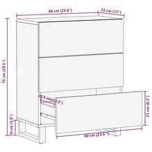 vidaXL Buffet noir 60x33x75 cm bois massif de manguier - Preto - Ver 11