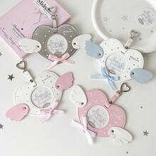 Hisocute Heart Shape Photo Frame Keychain - Angel Wings Design Cute Lanyard Holder For ID Card, Kpop Fans Gift - Multicolor - View 3
