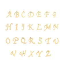 1pc New Simple Classic Big Initial Pendant Golden Bead Herringbone Chain Necklaces For Women - Yellow Gold - View 4